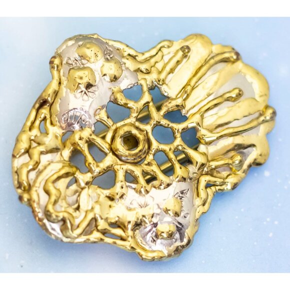 Vintage Abstract Serpent's Nest Gold Tone Belt Buckle | J29 - Picture 2 of 3